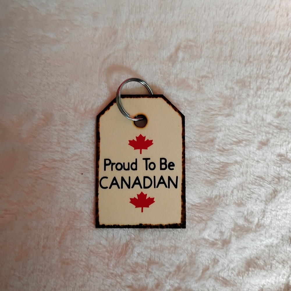 Proud To Be Canadian Keychain - Red and Cream
